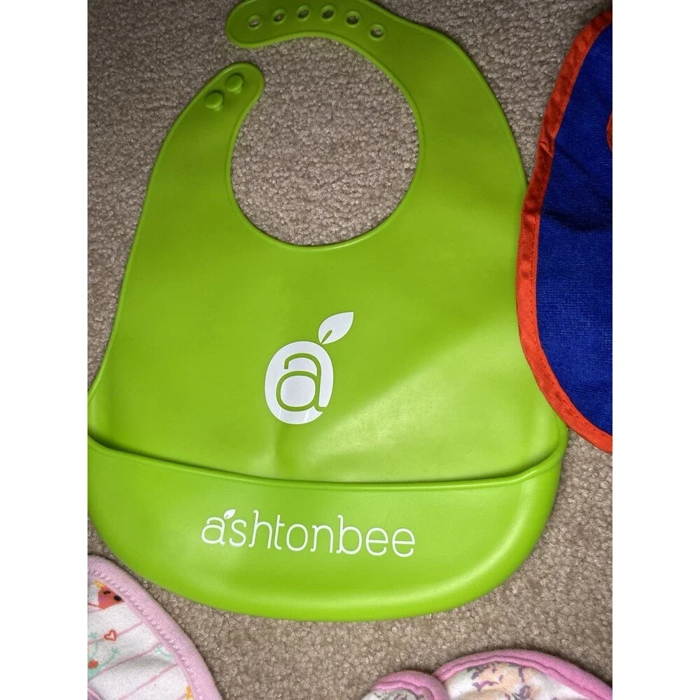 Lot 7 Baby Bibs OSFM Little Wonders Floral Fox Silicone Ashtonbee Teether